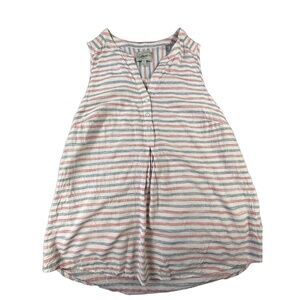 G.H. Bass & Co. Rayon Blouse Womens Size M Red Blue Striped Pleate Nautical Chic